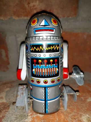 Robot - 7 Vtg Wind Up Tin Robot Mechanical Walking Figure 4 " Toy Rare 1970 
