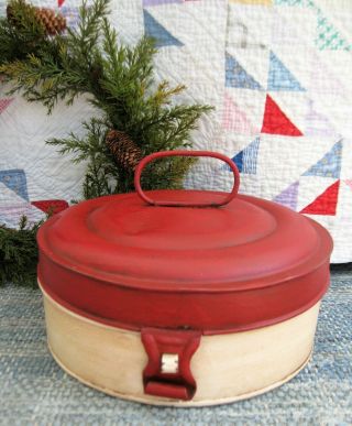 Antique Pantry Tin Red And White Paint