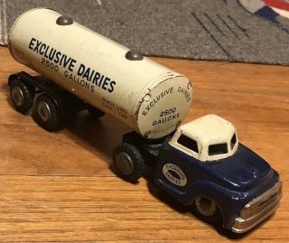 Rare Vintage Exclusive Dairies Japan Tin Toy Friction Truck And Trailer 1960’s