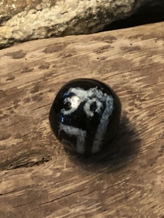 Antique Vintage Old Glass African Trade Bead Black White