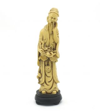 Vintage Chinese (japanese?) Carved Ivory Style Resin Figure Of A Fisherman