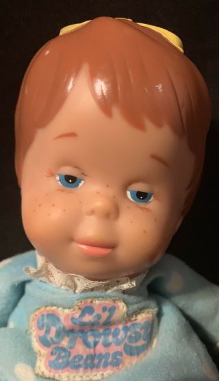 Lil’ Drowsy Beans Doll Vinyl & Blue Cloth Molded Hair Mattel Vintage 82 Toy