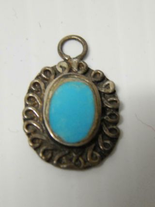 Antique Vintage Old Pawn Navajo Indian Sterling Silver Turquoise Pendant Petite
