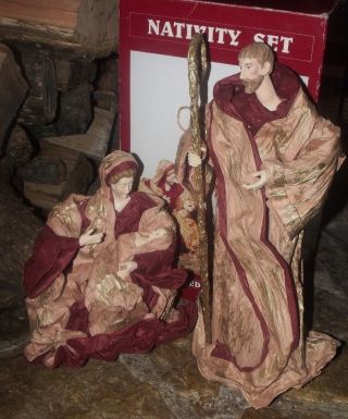 Vtg Christmas Large Paper Mache Nativity Set Joseph Cone Mary Jesus Figure Rare