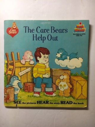 1984 " The Care Bears Help Out " Record & Book A082 Vintage Vg,  Rare Collectible