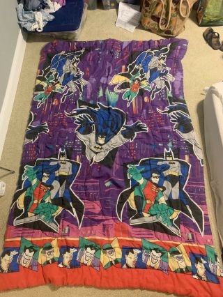 Vintage 1995 Dc Comics Batman And Robin Comforter Blanket Reverse Lined Rare