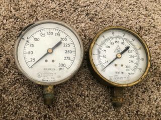 Antique Vintage Brass Water Air Pressure Gauges