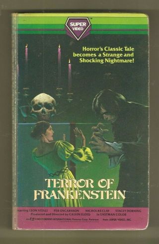 " Terror Of Frankenstein " 1977 (video) Big Box Clamshell Vhs Rare,  Oop,  Htf