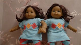 42 Rare Retired American Girl Bitty Baby Twins - Brunette,  Both Girls