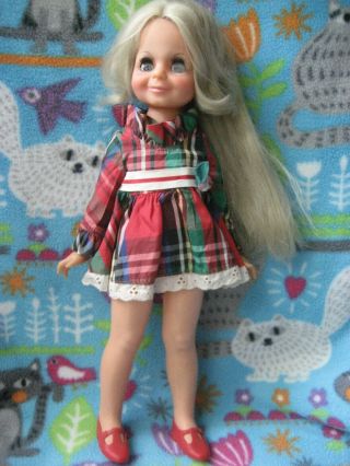 Vintage Ideal Velvet Doll W/ Growing Hair Plaid Dress 16 " Crissy Cousin