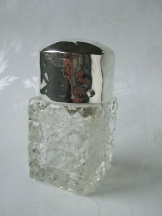 Antique Edwardian Cut Glass Scent Bottle With Silver Hallmarked Top 1908