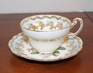 Vintage/antique Gold W/pink Rose Tea Cup & Saucer Eb Foley 1850 Bone China