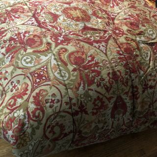 Ralph Lauren King Comforter Randolph Red Vtg Green/tan Rare Cf Galahad/medieval