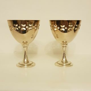 Lovely Antique Silver Plate Egg Cups And Spoons