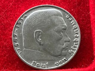 2 Reichsmark 1938 J with Nazi coin swastika silver brilliant - - RARE - - - 2