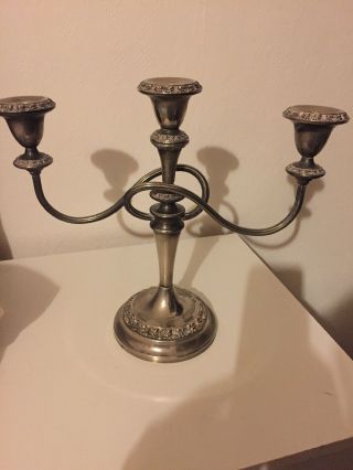 Vintage Silver Plated Candelabra With 3 Candlesticks Made In England11,  5”/29 Cm