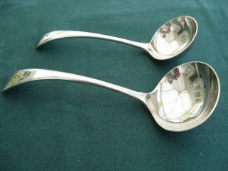 2 Sauce Gravy Ladles Walker & Hall Small & Large Silver Plated 1920
