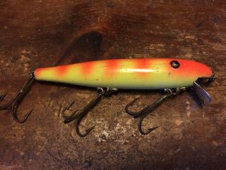 Vintage Pflueger Palomine Old Wooden Fishing Lure Rare Color Glass Eyes