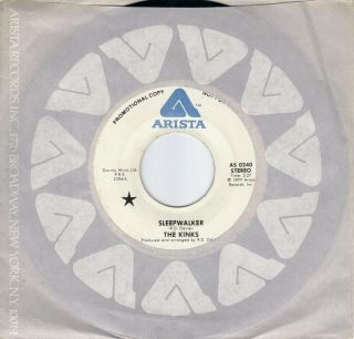 The Kinks Sleepwalker Rare Promo 45 From 1977