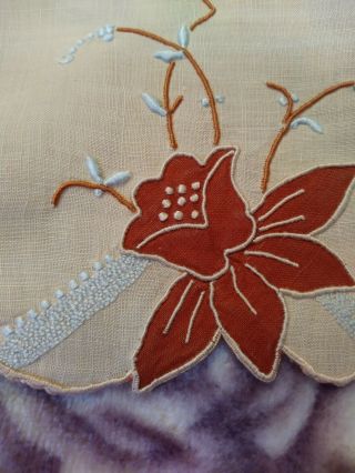 Set Of 2 Madeira Embroiderd & Applique Peachlinen Hand Towels 19 X 13 "