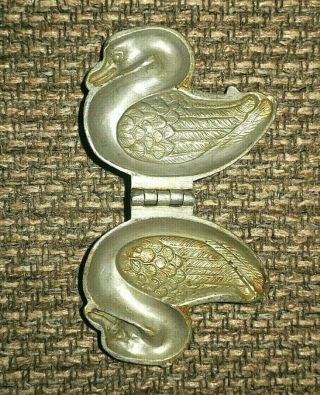 Antique / Vintage Pewter Hinged Ice Cream Mold 163 Duck / Swan