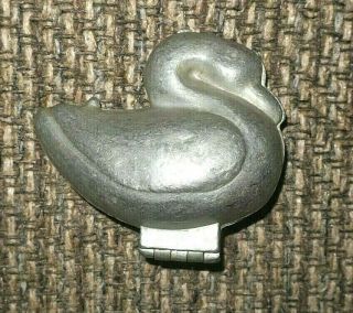 ANTIQUE / VINTAGE PEWTER HINGED ICE CREAM MOLD 163 Duck / Swan 2