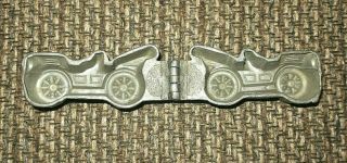 Antique / Vintage Pewter Hinged Ice Cream Mold E & Co.  1107 Race Car / Roadster