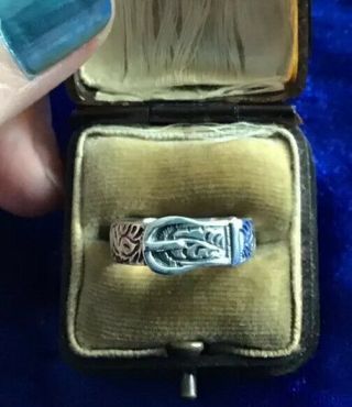 Antique Victorian Solid Silver Buckle Design Ring Size N