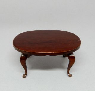 Vintage Mahogany Oval Coffee Table Dollhouse Miniature 1:12