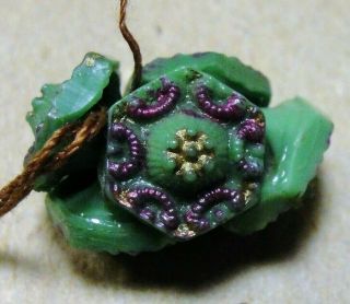 6 Small Antique French Glass Enameled Buttons For Antique Doll Clothes