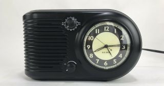 Big Ben Black Retro Am/fm Radio Alarm Clock Electric With Battery Backup