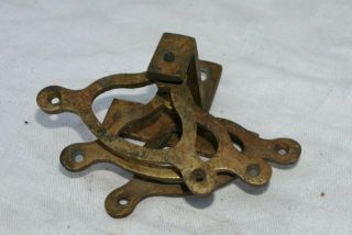 Antique Servants Butlers Bell Pull Brass Crank Bracket With Triple Swinger 1/2