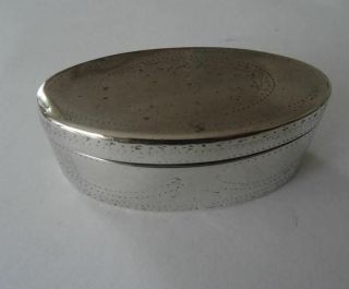 Antique Continental European French,  Navette Shaped Silver Snuff Box,