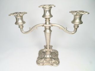 Vintage 3 Stick Silver Plated Candelabra Made In England Good Heavy Construction