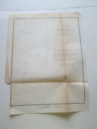 1853 U.  S.  Coast Survey Nautical Chart " Entrance To Pascagoula River ",