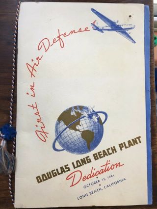 Rare Ww 2 Douglas Aircraft Plant Dedication Program - Long Beach Ca - Press