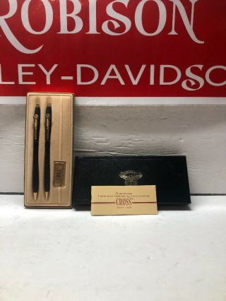 Rare 80’s Harley Davidson Pen And Pencil Set - Cross Classic Black - Robison Hd