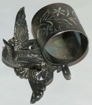 Antique Victorian Silverplate Napkin Holder Van Bergh Figural Bird - Nr