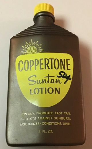 - Rare - Vintage Coppertone Suntan Lotion Bottle - 1/2 Full