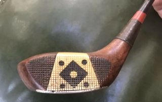 Antique Fancy Face Wood 1 Driver Golf Club George Wright Patent Cushion Neck