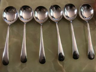 Gorgeous Set Of 6 5 Dwts Epns Long Handled Old English Soup Spoons
