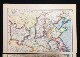 Vintage Map 1920,  CHINA / INSETS OF WEIHAIWEI & SHANGHAI,  Harmsworth ' s Atlas 2