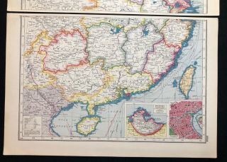 Vintage Map 1920,  CHINA / INSETS OF WEIHAIWEI & SHANGHAI,  Harmsworth ' s Atlas 3