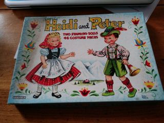 Vintage Saalfield Heidi And Peter Standing Paper Dolls