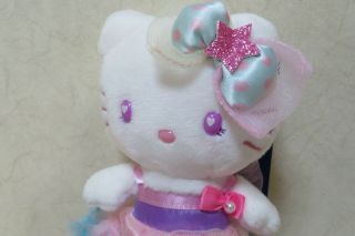 2014 RARE USJ Hello Kitty Pink Tulle Lace Dress Star Foot Plush Mascot 2