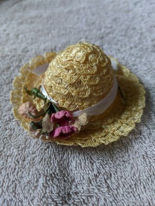 Frilly Straw Hat W Flowers For Ginny Ginger Alexanderkins Muffy Or Similar Doll