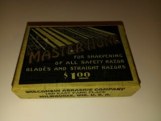 Antique Sharpening Stone Master Hone Safety Razor Blade Hone & Directions