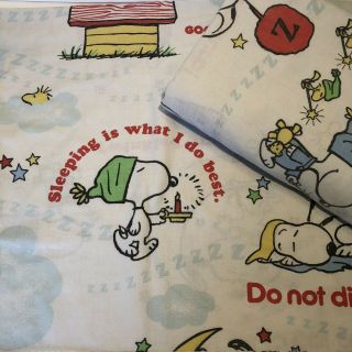 Rare Vintage Peanuts Snoopy Twin Flat Sheet & Pillowcase Twinkle Star