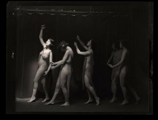 Rare Art Nude Modern Dance Troupe 1920s Arnold Genthe Camera Negative