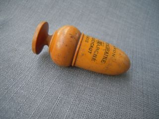 Antique French MEDICAL PHARMACY Apothecary Small Wood Jar,  box Anti - Migraine 3